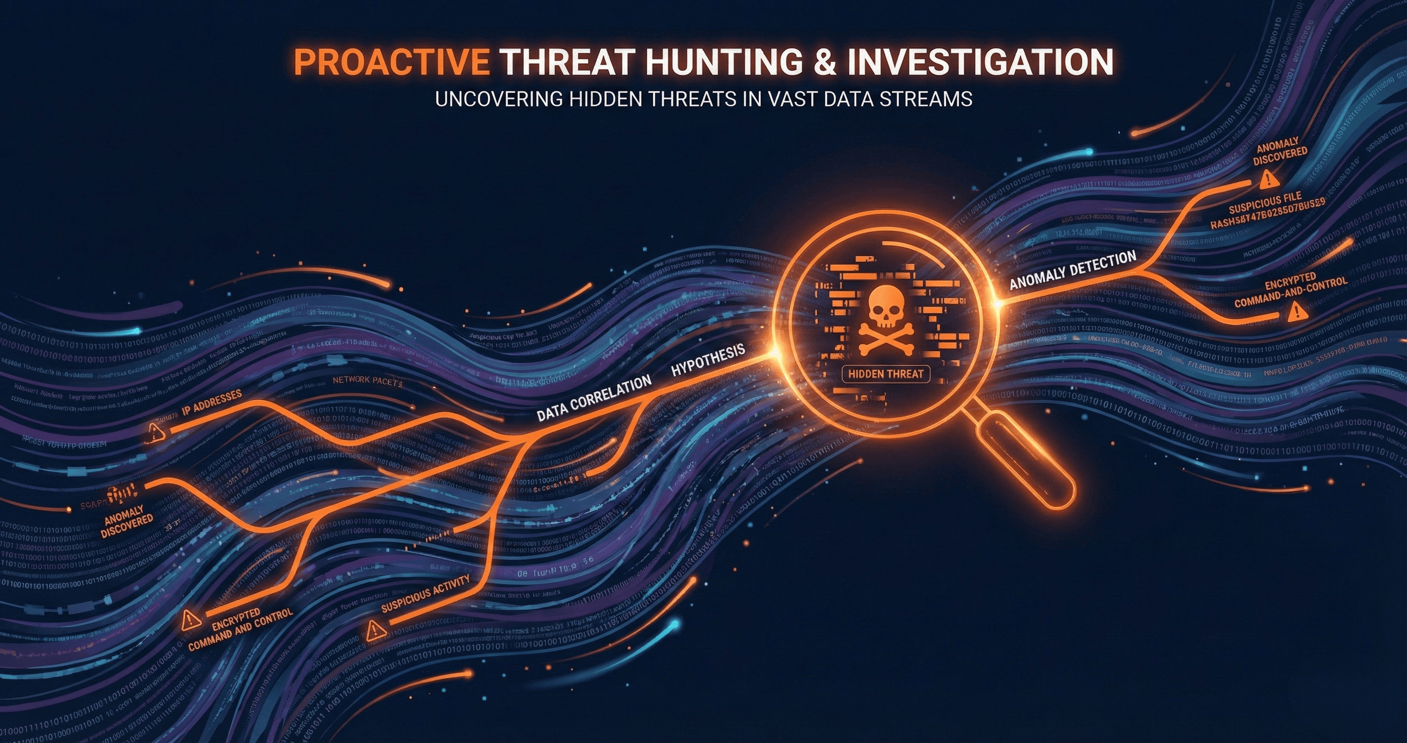 Analyst conducting threat hunting investigation through security data